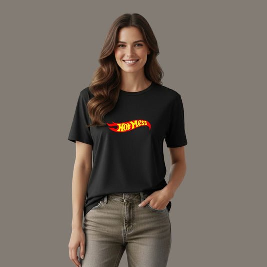 Hot Wheels Flame Logo Tee| Unisex | Premium Black Racing T-Shirt