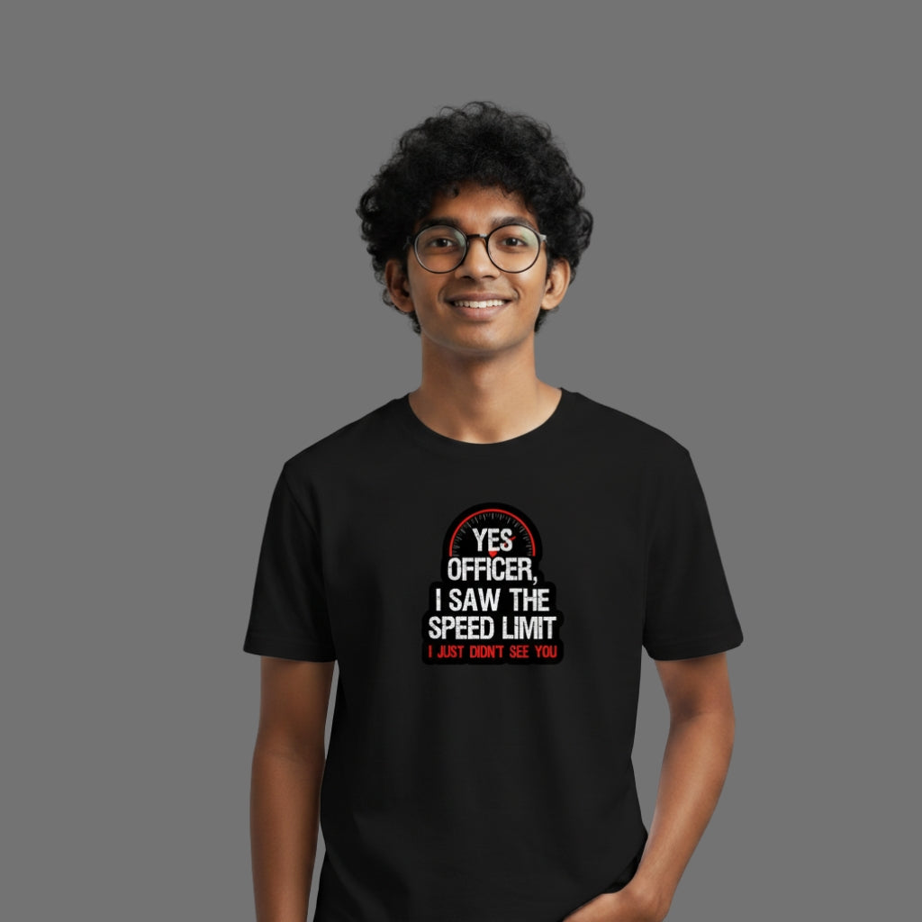 Speed Limit Sarcasm T-Shirt | Funny Black Driver's Graphic Tee