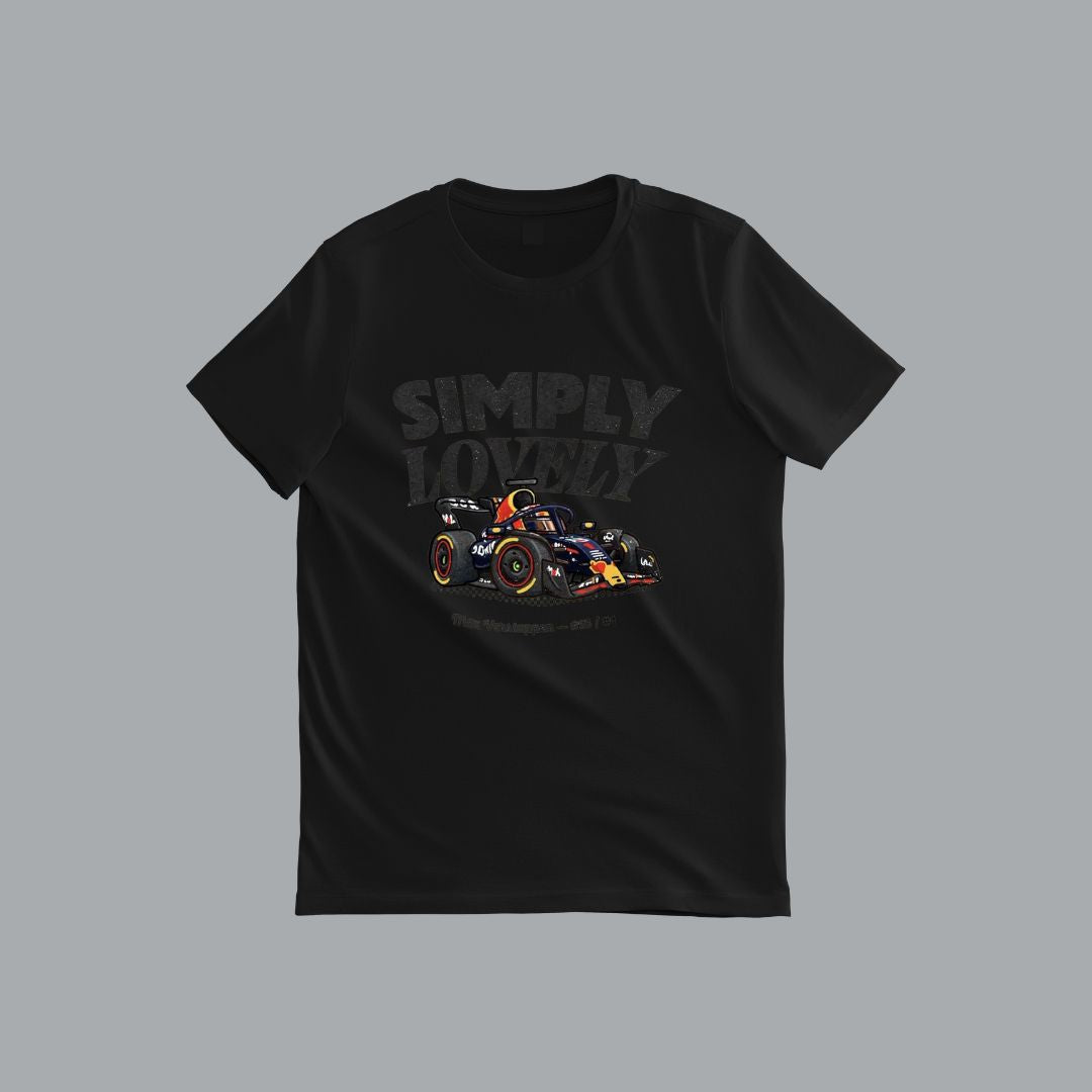 Simply Lovely Racer Tee | Premium Cotton Black T-Shirt